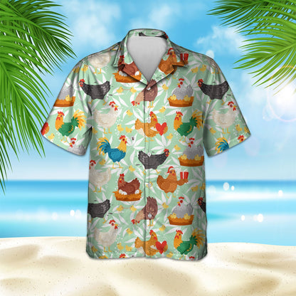 Chicken Pattern Hawaiian Shirt | Unique Beach Shirt Hawaiian