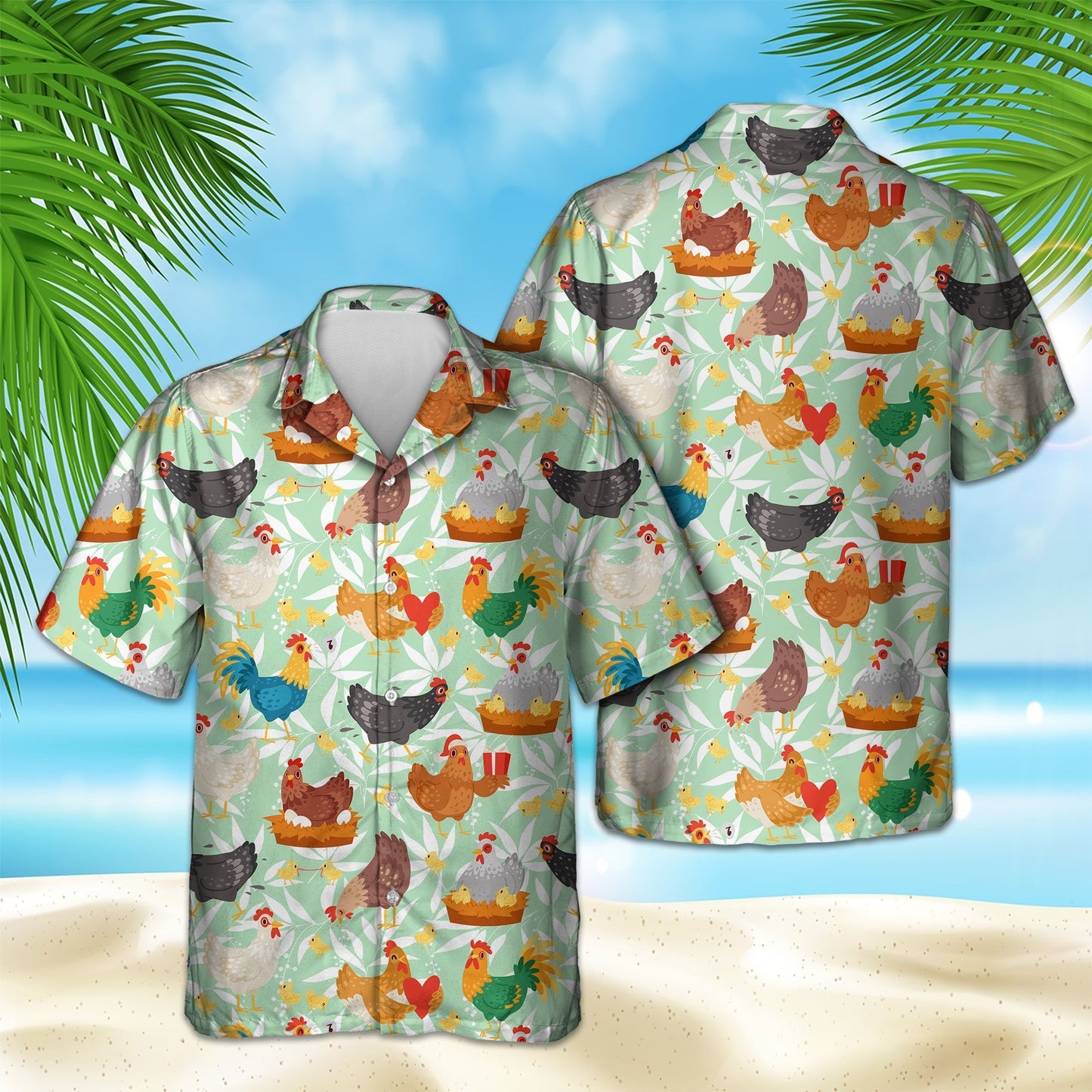 Chicken Pattern Hawaiian Shirt | Unique Beach Shirt Hawaiian