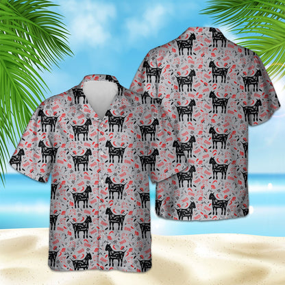 GOAT FLORAL PATTERN HAWAIIAN SHIRT