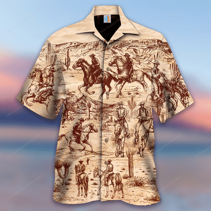 COWBOY HORSE RIDING VINTAGE HAWAIIAN SHIRT