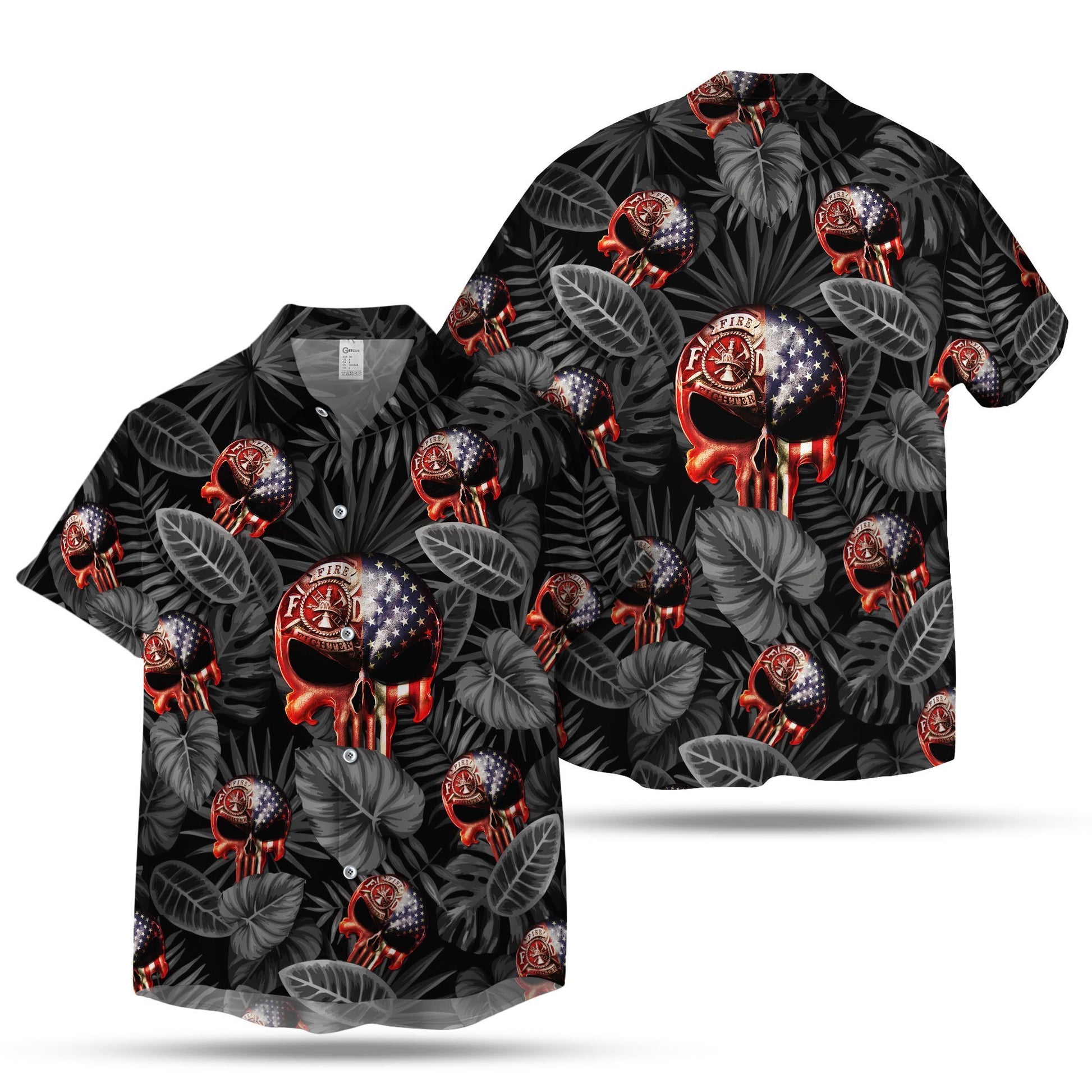 Firefighter Skull Hawaiian Shirt | Unique Beach Shirt Hawaiian