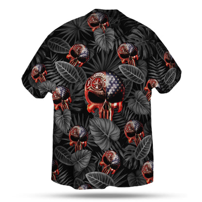 Firefighter Skull Hawaiian Shirt | Unique Beach Shirt Hawaiian