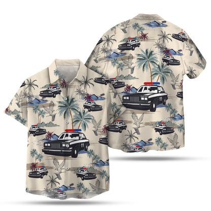 Thin Blue Line Hawaii Shirt POLICE CARS SEAMLESS PATTERN HAWAIIAN SHIRT