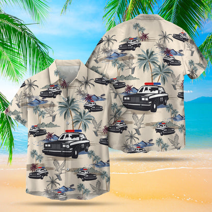 Thin Blue Line Hawaii Shirt POLICE CARS SEAMLESS PATTERN HAWAIIAN SHIRT