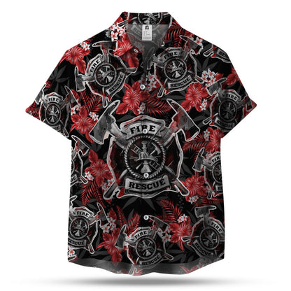 Firefighter Badge Hawaiian Shirt | Unique Beach Shirt Hawaiian