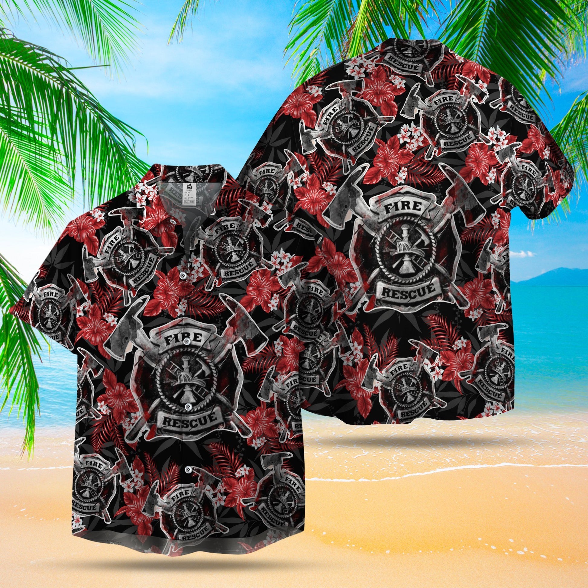 Firefighter Badge Hawaiian Shirt | Unique Beach Shirt Hawaiian