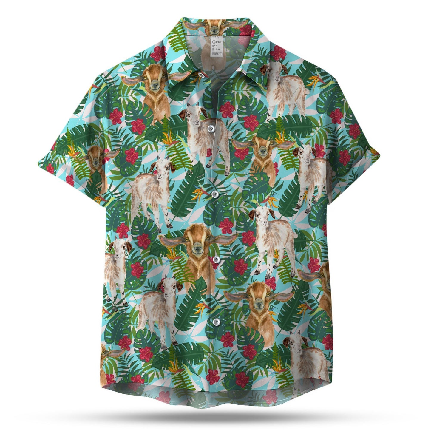 GOAT FLOWER AND LEAF HAWAIIAN SHIRT