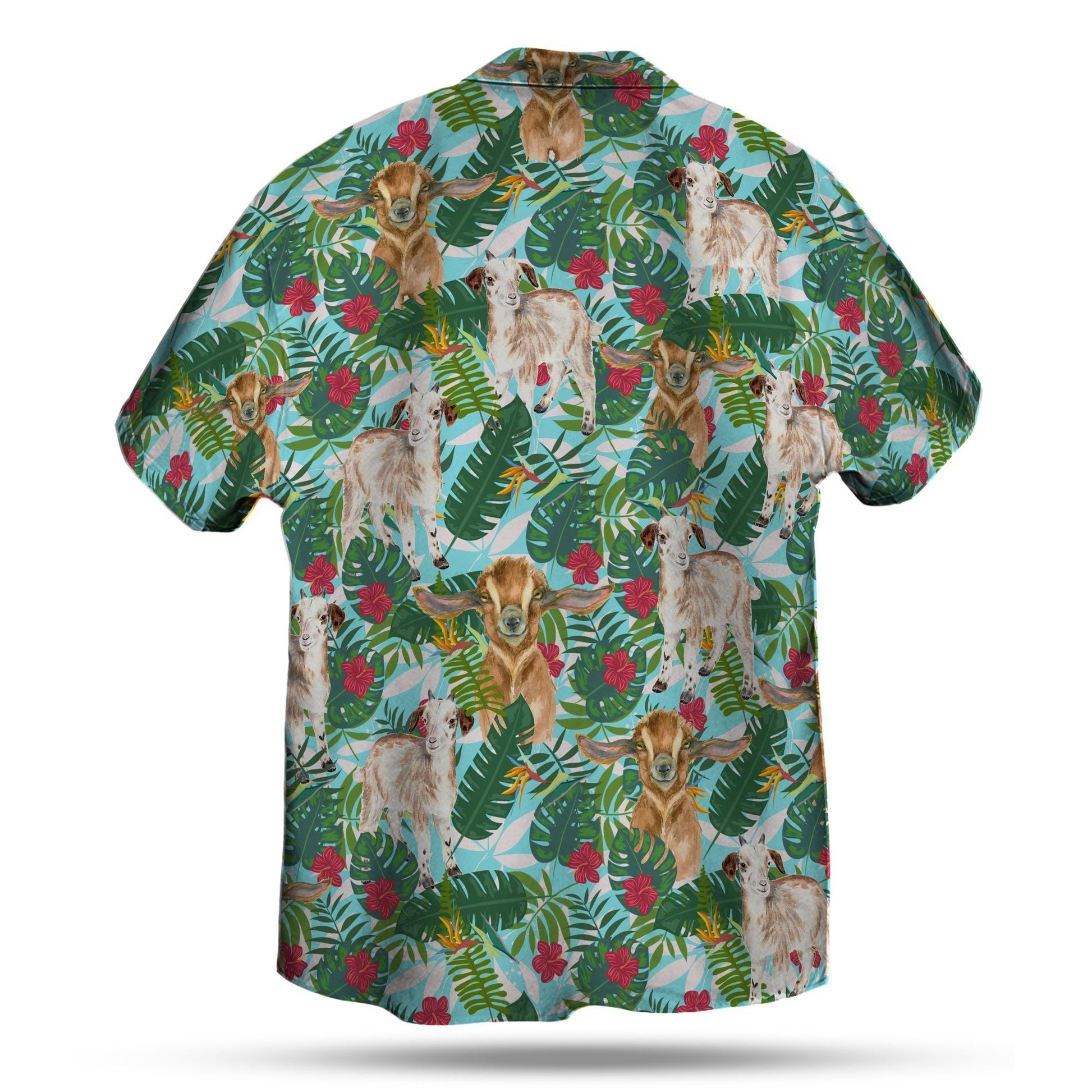 GOAT FLOWER AND LEAF HAWAIIAN SHIRT