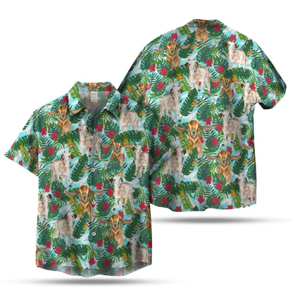 GOAT FLOWER AND LEAF HAWAIIAN SHIRT