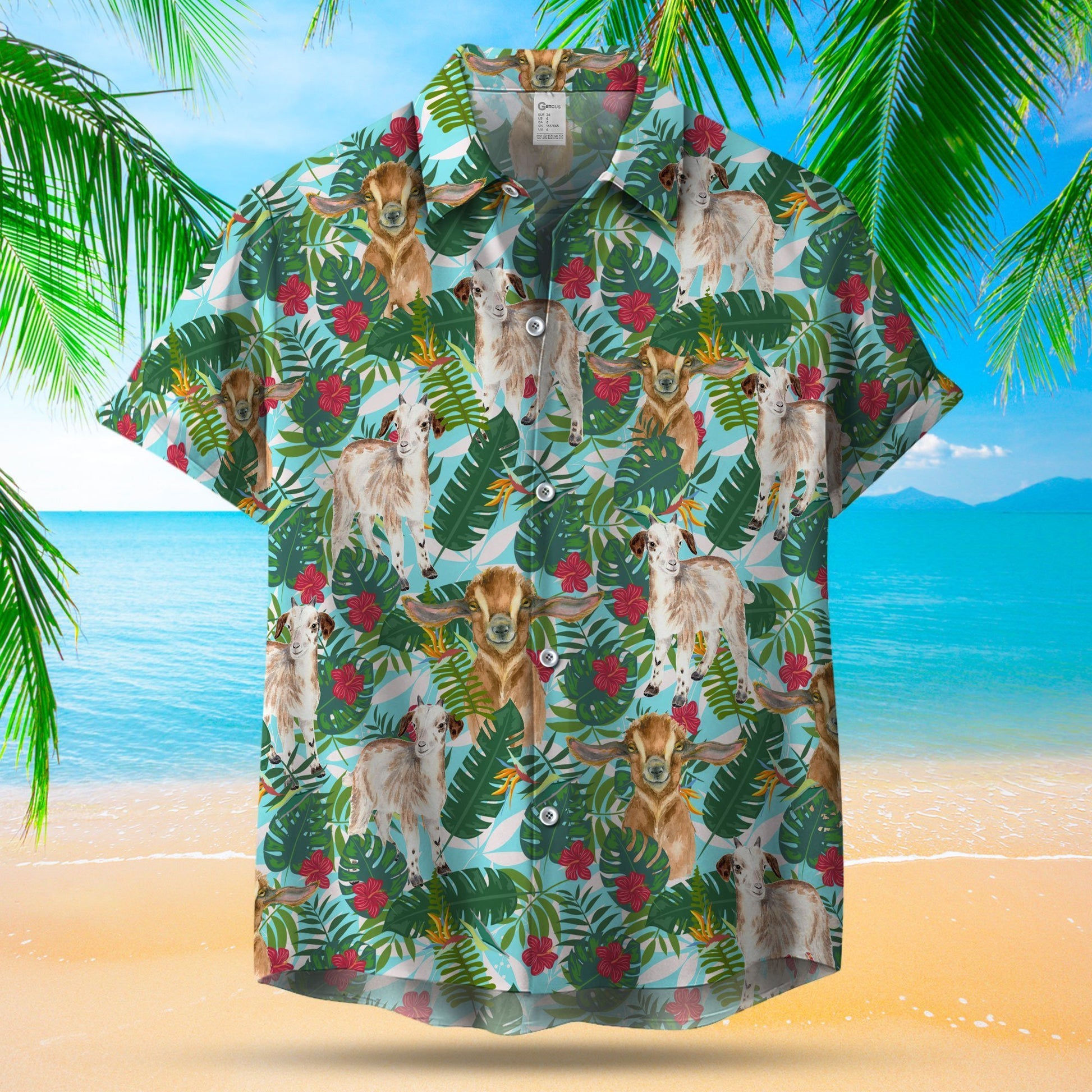 GOAT FLOWER AND LEAF HAWAIIAN SHIRT