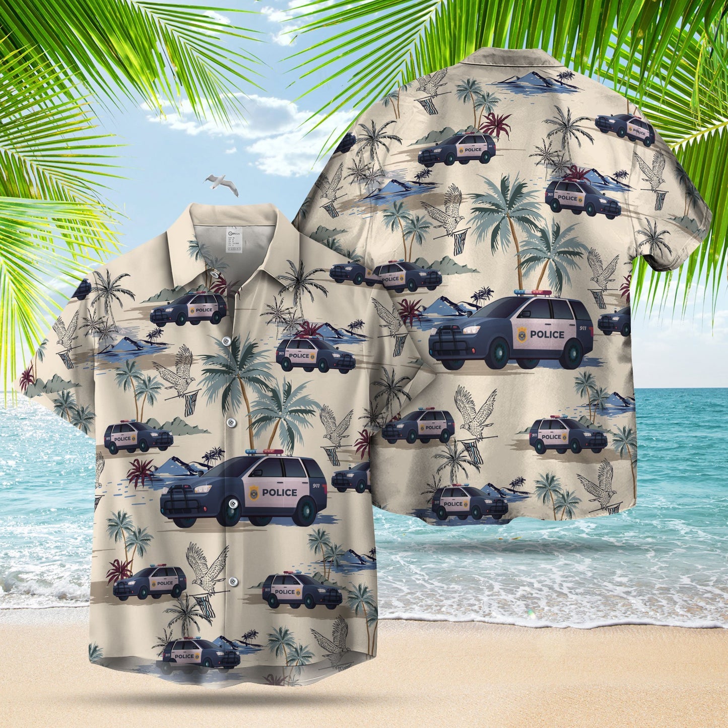 Thin Blue Line Hawaii Shirt POLICE CARS SEAMLESS PATTERN HAWAIIAN SHIRT