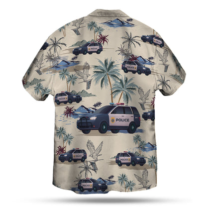 Thin Blue Line Hawaii Shirt POLICE CARS SEAMLESS PATTERN HAWAIIAN SHIRT