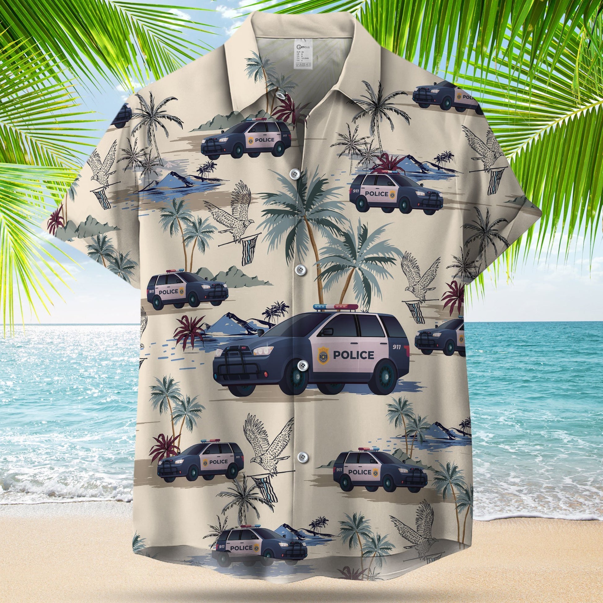 Thin Blue Line Hawaii Shirt POLICE CARS SEAMLESS PATTERN HAWAIIAN SHIRT