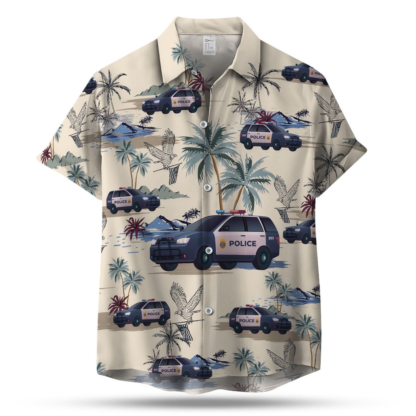 Thin Blue Line Hawaii Shirt POLICE CARS SEAMLESS PATTERN HAWAIIAN SHIRT