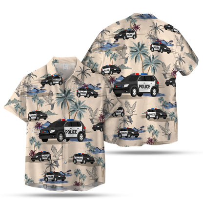 Thin Blue Line Hawaii Shirt POLICE CARS SEAMLESS PATTERN HAWAIIAN SHIRT