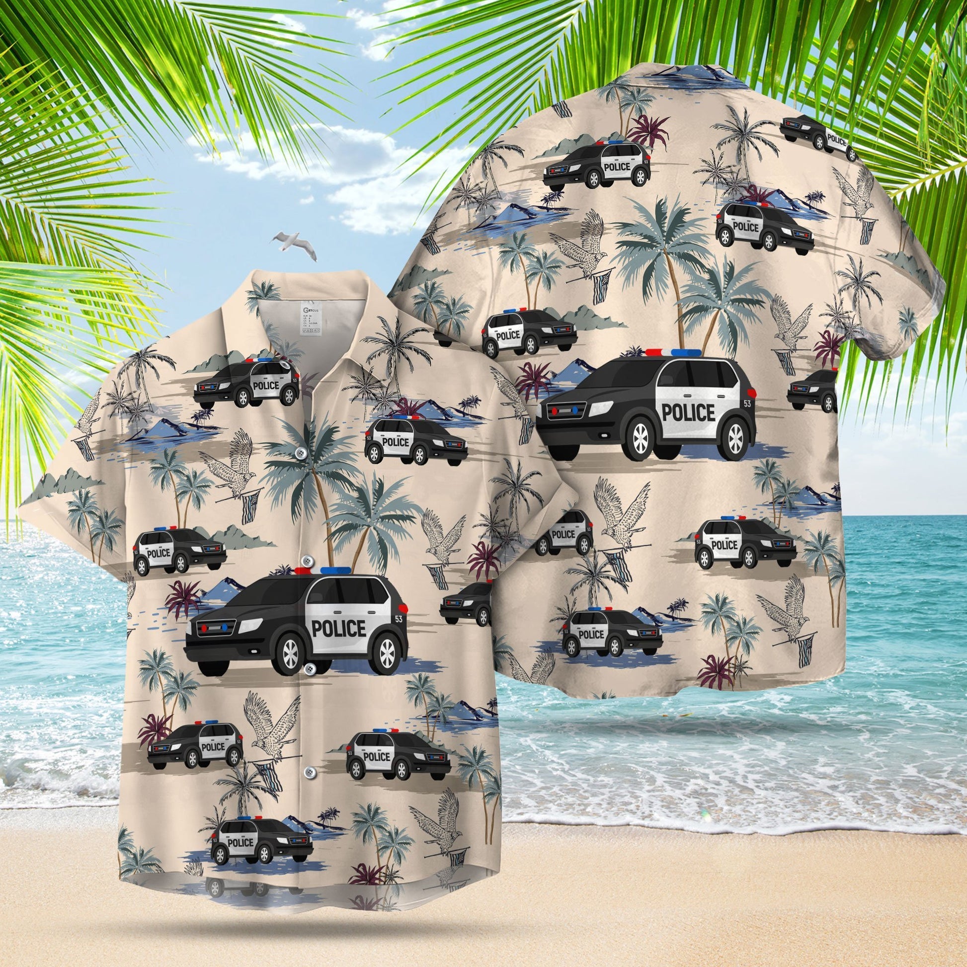 Thin Blue Line Hawaii Shirt POLICE CARS SEAMLESS PATTERN HAWAIIAN SHIRT