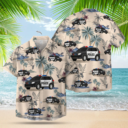 Thin Blue Line Hawaii Shirt POLICE CARS SEAMLESS PATTERN HAWAIIAN SHIRT