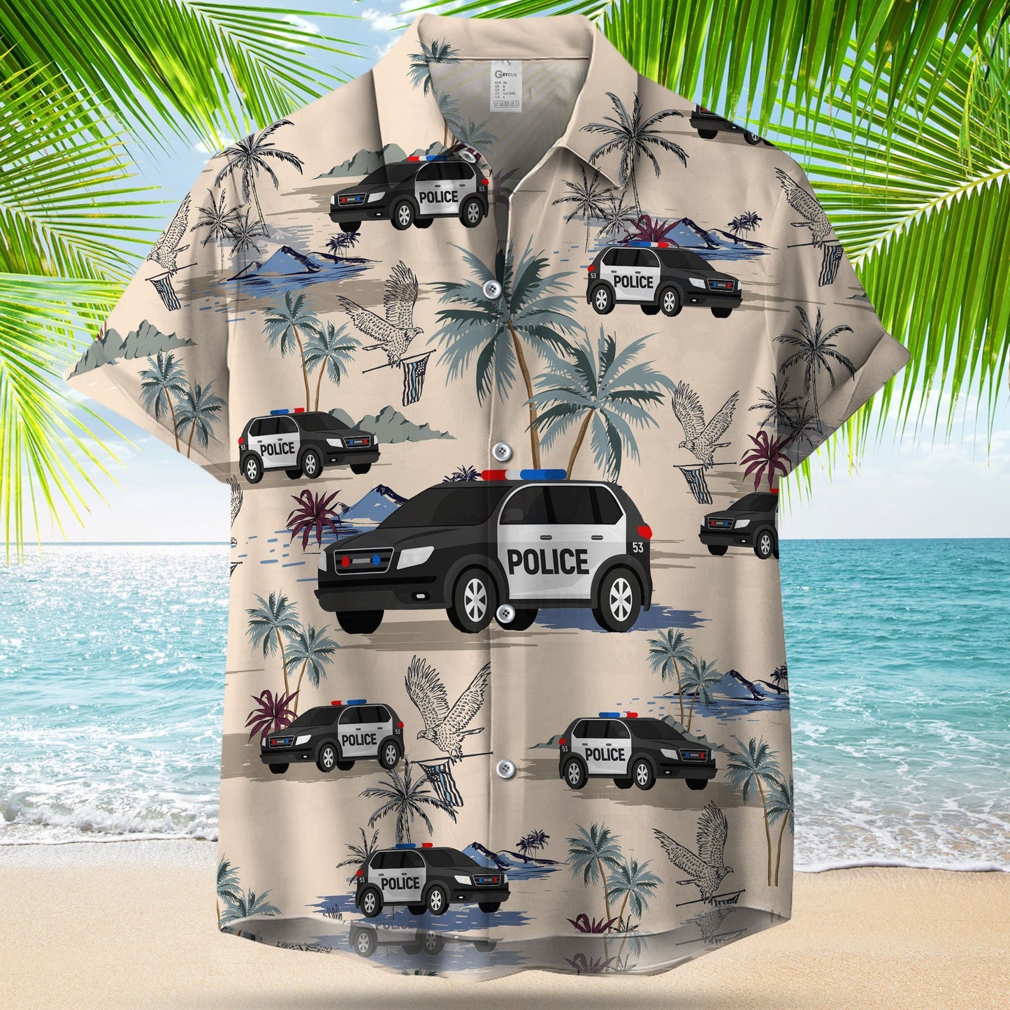 Thin Blue Line Hawaii Shirt POLICE CARS SEAMLESS PATTERN HAWAIIAN SHIRT