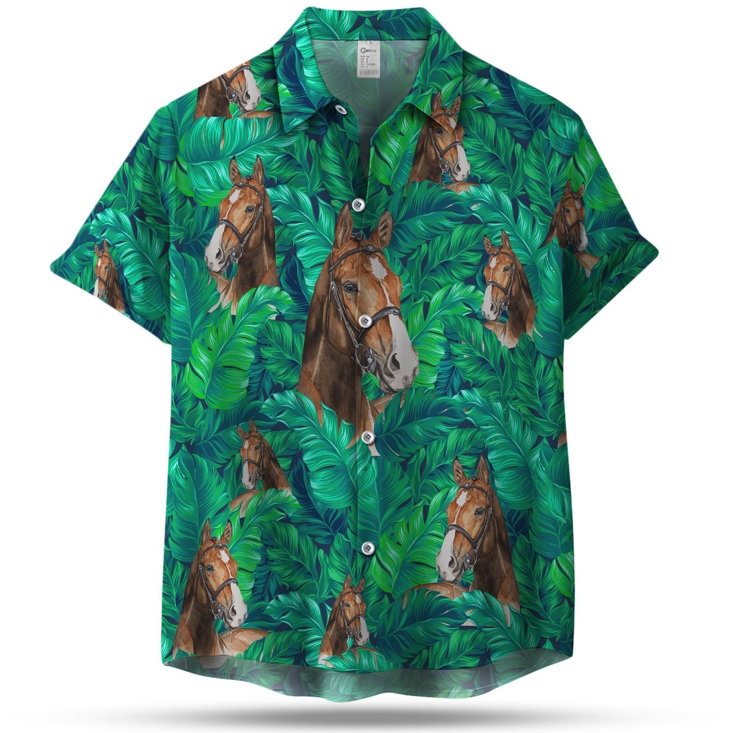 BROWN HORSE IN JUNGLE HAWAIIAN SHIRT