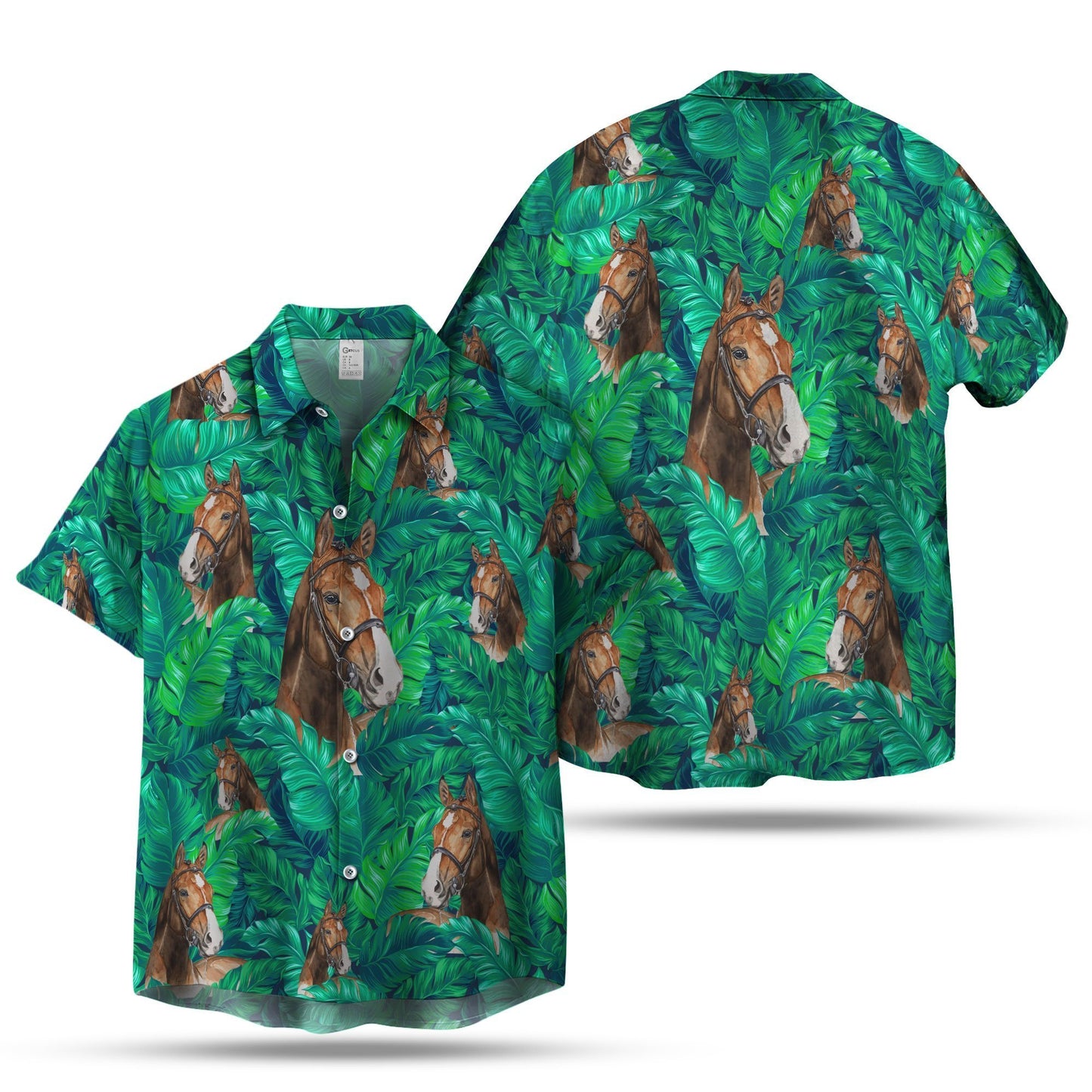 BROWN HORSE IN JUNGLE HAWAIIAN SHIRT