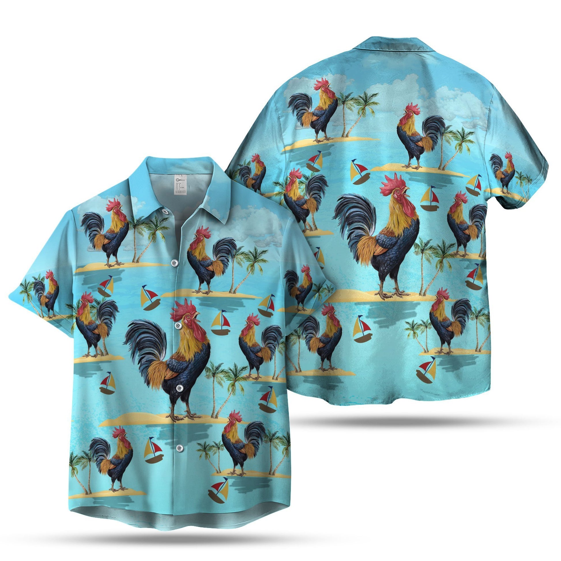 STRONG CHICKEN SEAMLESS PATTERN HAWAIIAN SHIRT