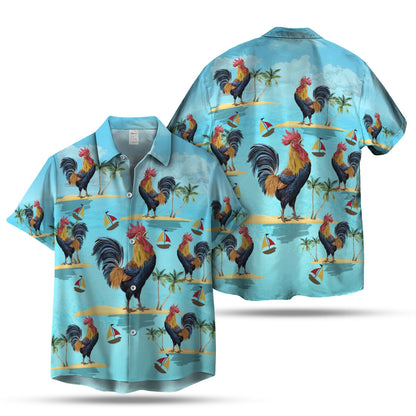 STRONG CHICKEN SEAMLESS PATTERN HAWAIIAN SHIRT