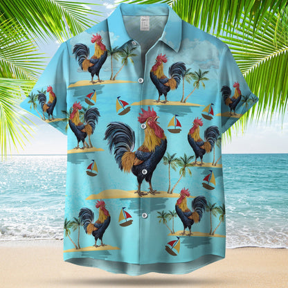 STRONG CHICKEN SEAMLESS PATTERN HAWAIIAN SHIRT