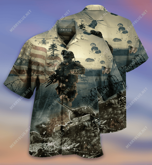 Brave Soldiers American Flag Veterans day Hawaiian Aloha Shirts #V