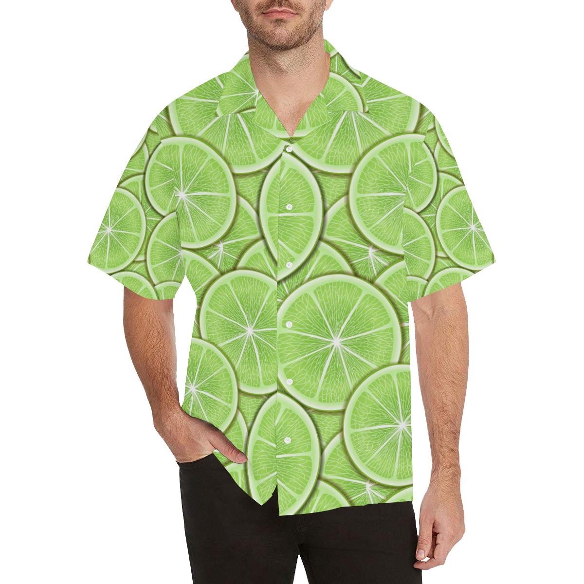 Sliced Lime Pattern Mens All Over Print Hawaiian Shirt