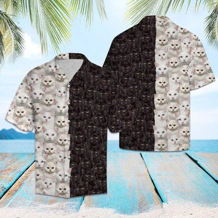 Black and White Cat Lover Unisex Hawaiian Shirts #DH