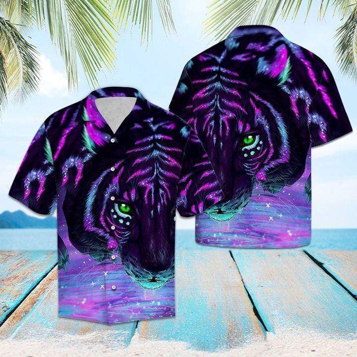 Galaxy Purple Light Tiger Hawaii Shirts #H