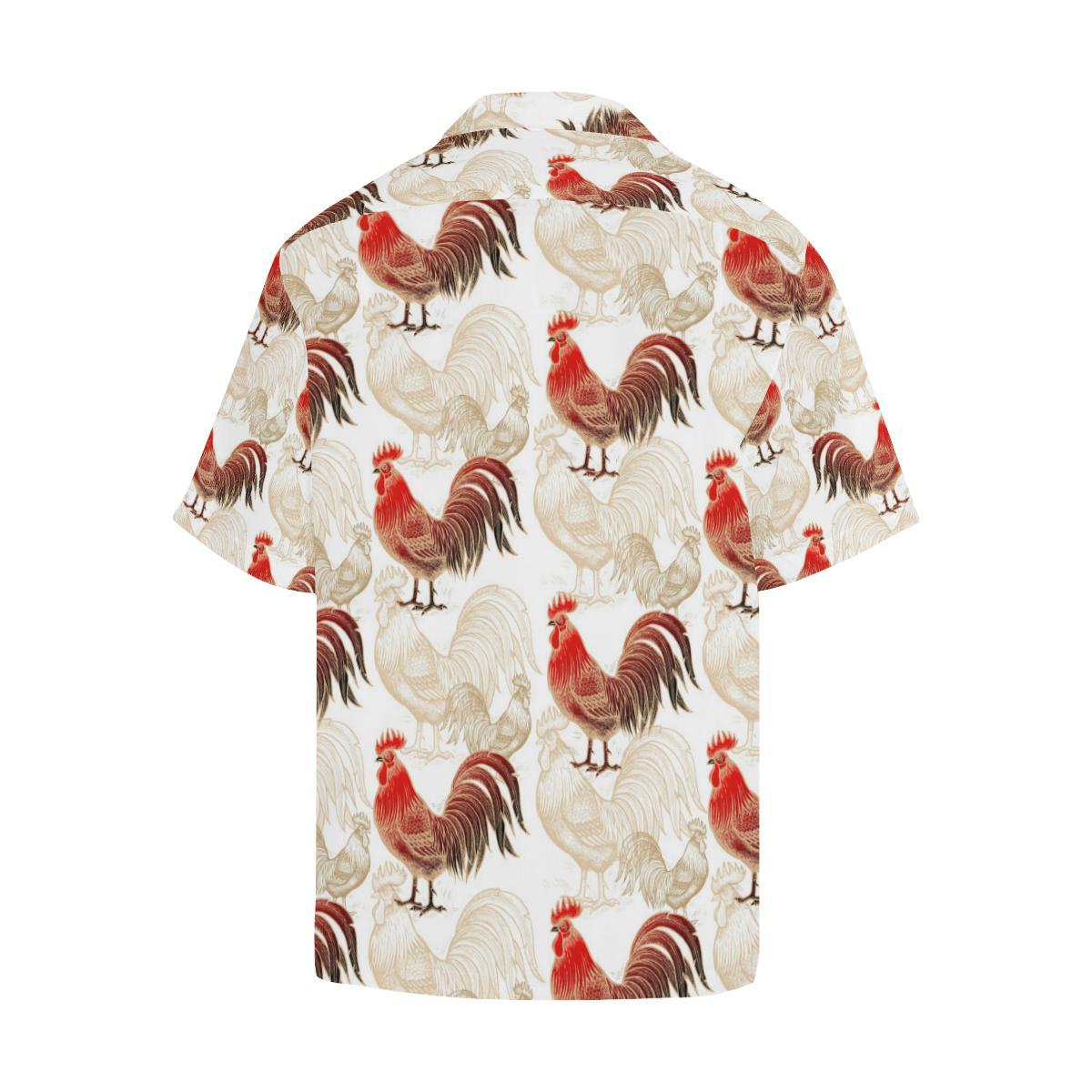 Rooster Chicken Pattern Mens All Over Print Hawaiian Shirt