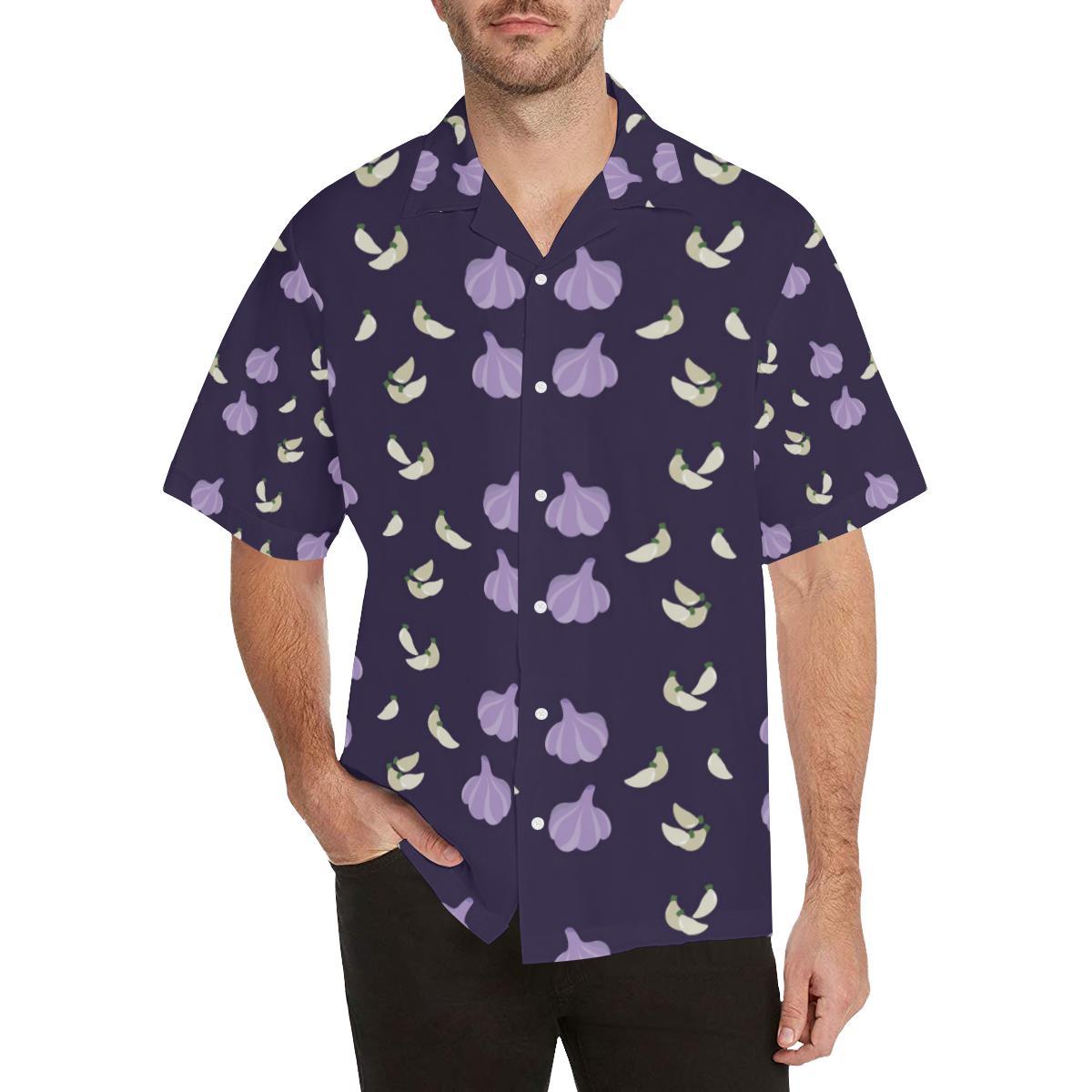 Garlic Pattern Background Theme Mens All Over Print Hawaiian Shirt