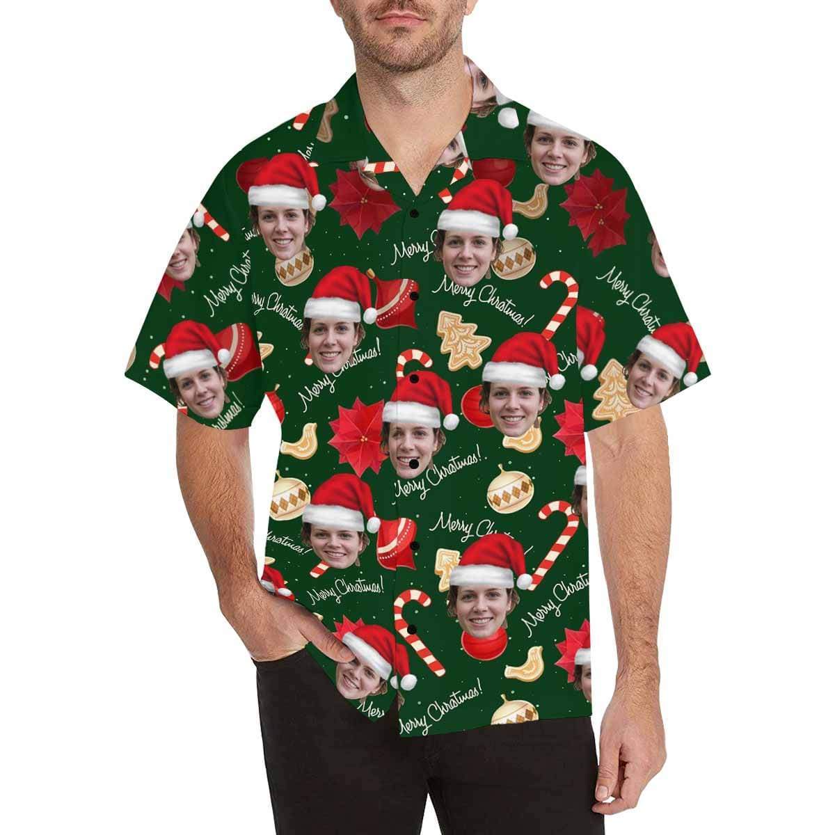 Custom Face Christmas Men's All Over The Print Hawaiian Shirt