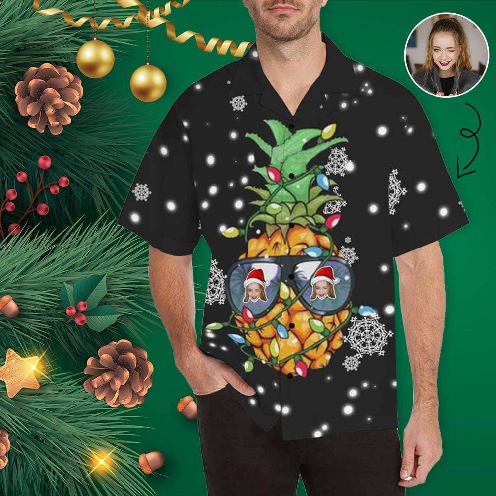 Custom Face Christmas Snow Men's Hawaiian Shirt