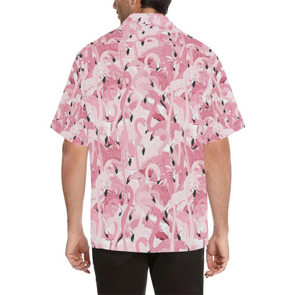 Pink Flamingos Pattern Background Mens All Over Print Hawaiian Shirt