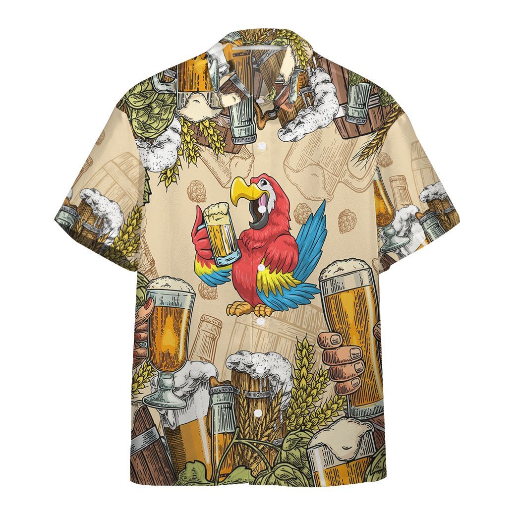  3D Parrot And Beer Custom Hawaii Shirt