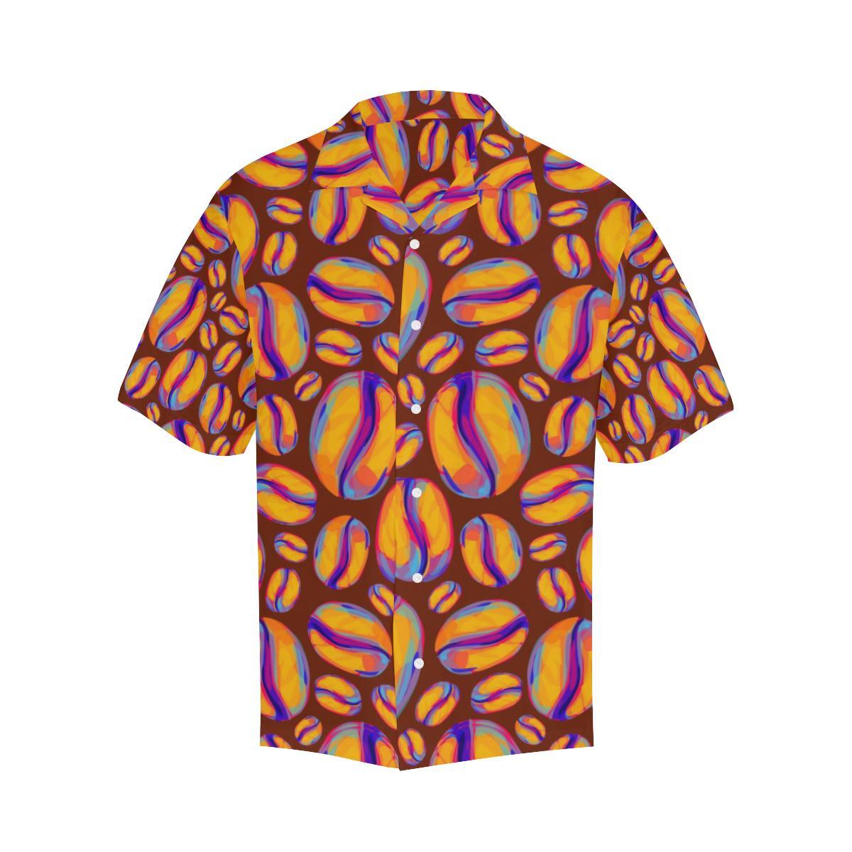 Coffee Bean Pattern Background Mens All Over Print Hawaiian Shirt