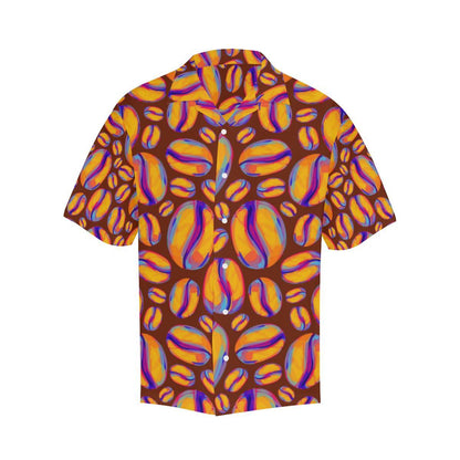 Coffee Bean Pattern Background Mens All Over Print Hawaiian Shirt