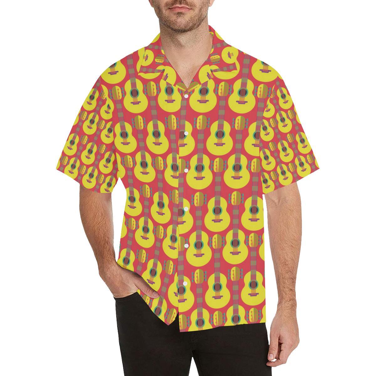 Classic Guitar Theme Pattern Mens All Over Print Hawaiian Shirt