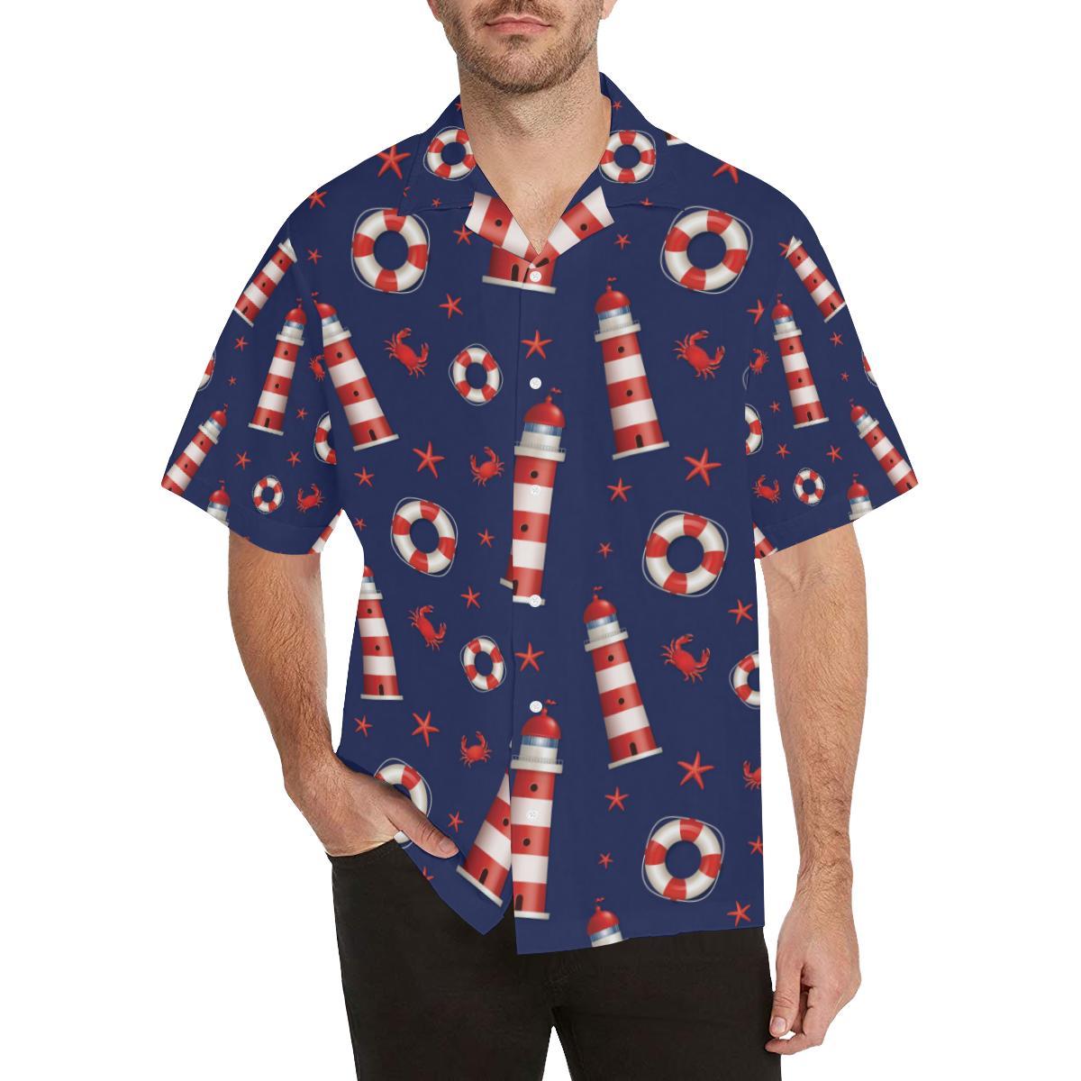 Nautical Pattern Print Design A Hawaiian Shirt