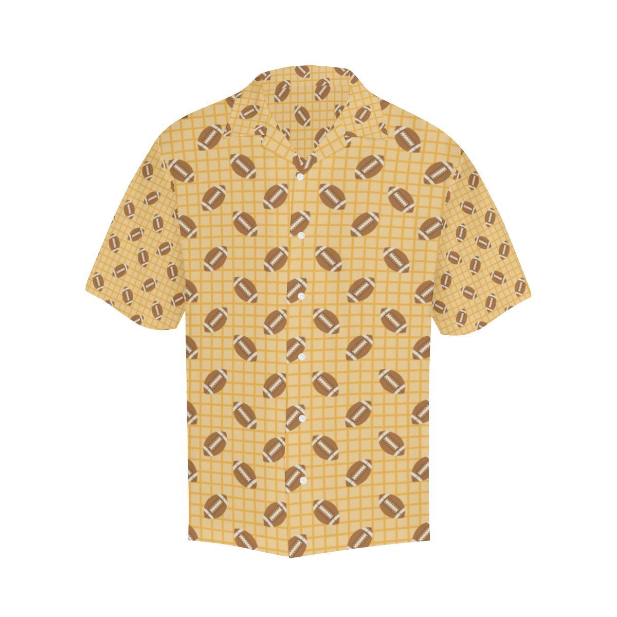 American Football Ball Pattern Yellow Background Mens All Over Print Hawaiian Shirt