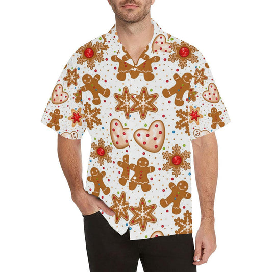 Christmas Cookie Pattern Mens All Over Print Hawaiian Shirt