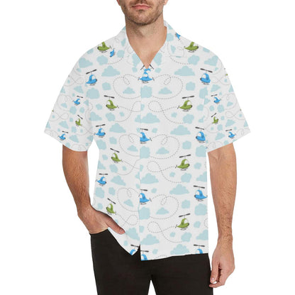 Helicopter Pattern Mens All Over Print Hawaiian Shirt