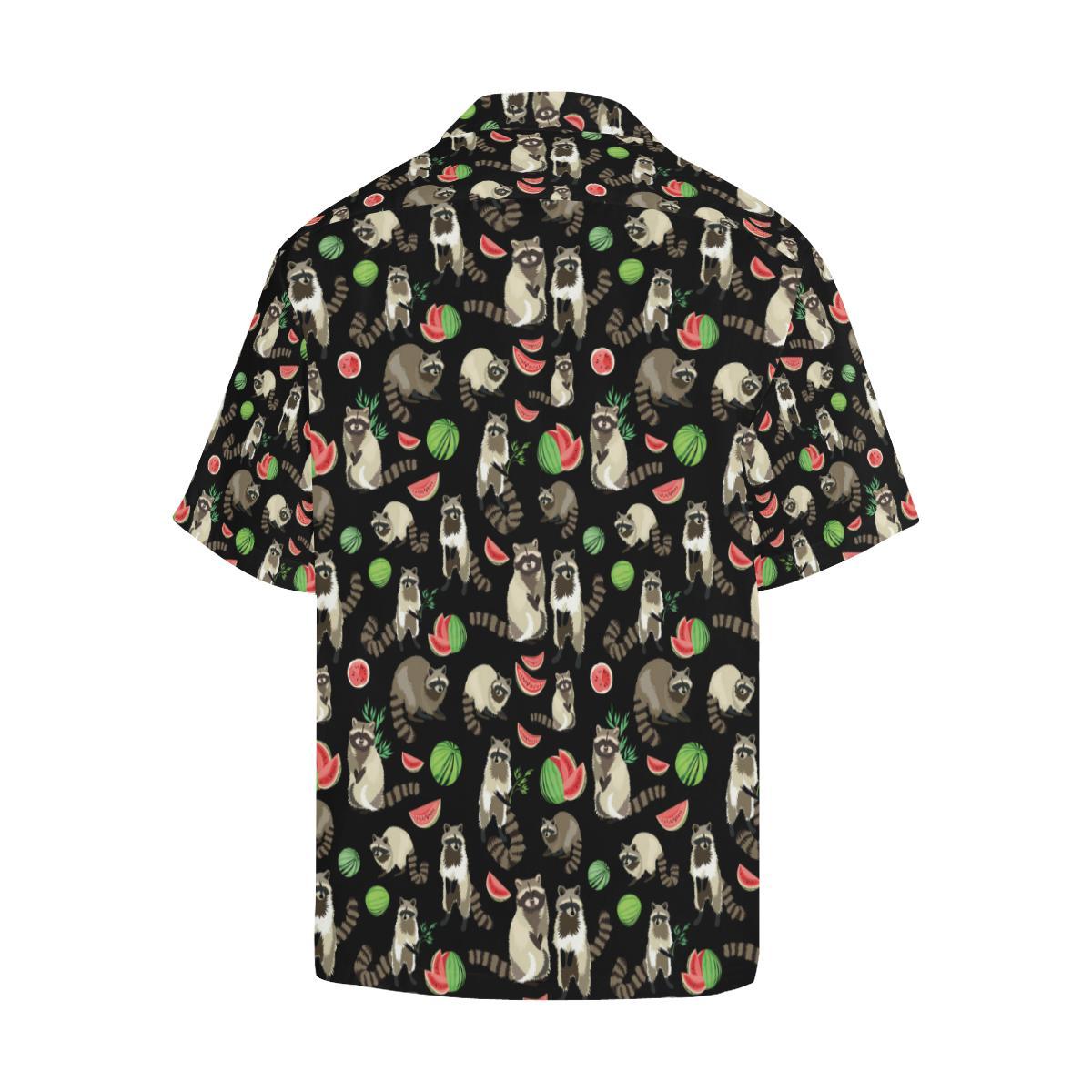 Raccoon Watermelon Pattern Mens All Over Print Hawaiian Shirt