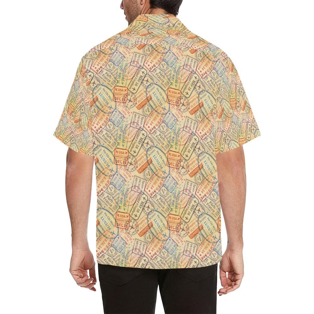 Travel Stamp Print Design Hawaiian Shirt
