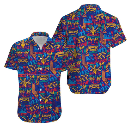 Tiki ?Pattern Aloha Hawaiian Shirts #V