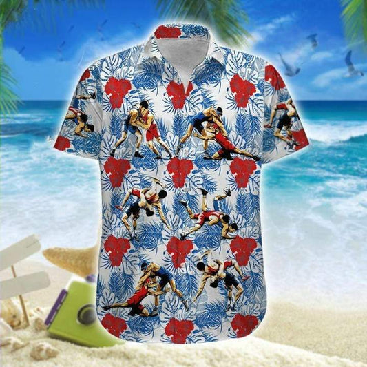 Wrestling Red Hibiscus Hawaiian Shirt | For Men &amp;amp; Women | Adult | Hw7928