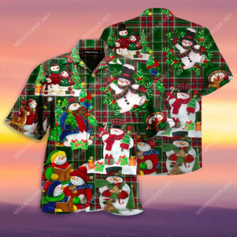 So Cute Snowman Christmas Caro Pattern Hawaiian Shirts