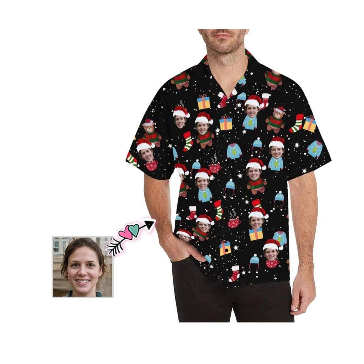 Custom Face Christmas Men's All Over Print Hawaiian Shirt